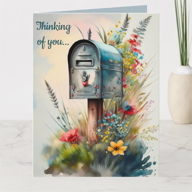 Editable Rural Mailbox and Flowers Card (Front)