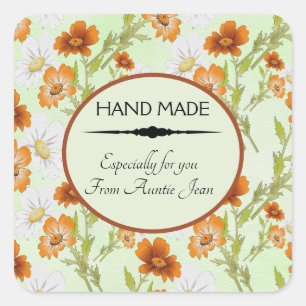 Editable Rust Floral Square Labels