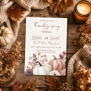 Editable Rustic Autumn Thanksgiving Dinner Invitat Invitation