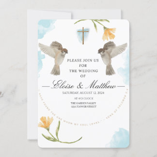 Editable Rustic Birds Wedding Invitation