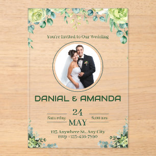 Editable Rustic Greenery Wedding Invitation