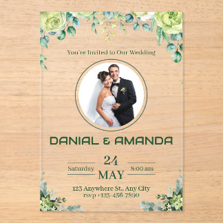 Editable Rustic Greenery Wedding Invitation