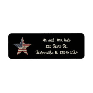 Editable Rustic Patriotic Flag Star Return Address