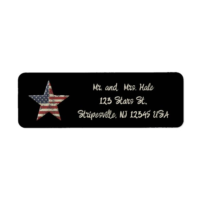 Editable Rustic Patriotic Flag Star Return Address (Front)