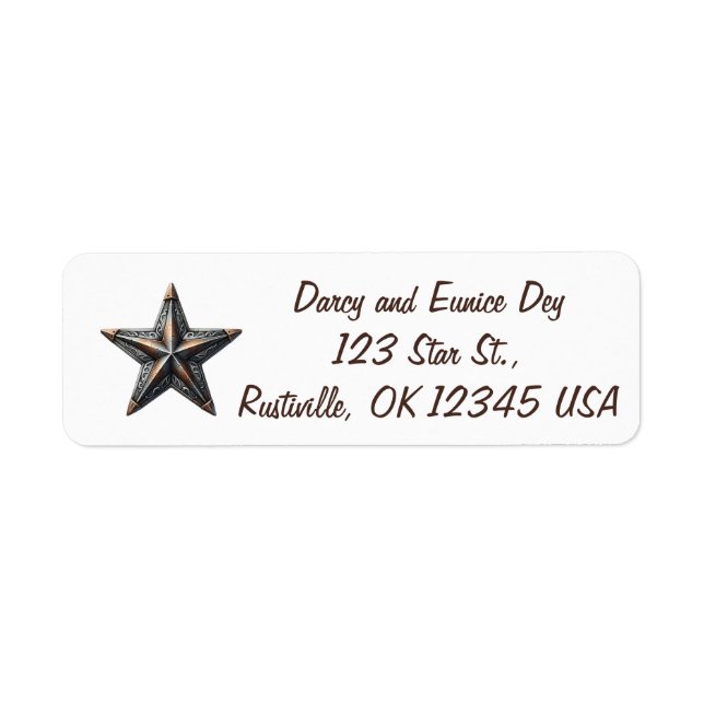 Editable Rustic Star Return Address (Front)