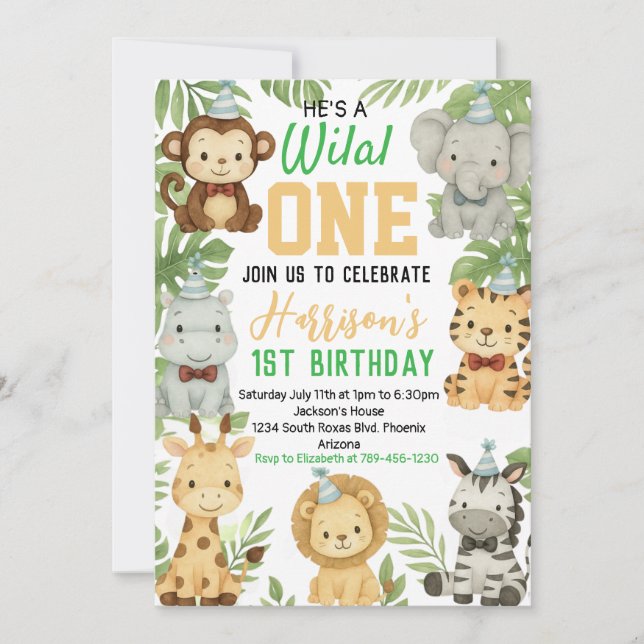 Editable Safari Birthday Invitation (Front)