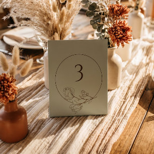 Editable Sage Boho Floral Wedding Table Number Pedestal Sign