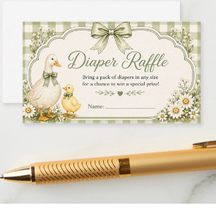 Editable Sage Green Floral diaper raffle Enclosure Card