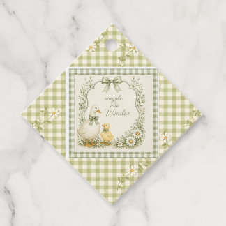 Editable Sage Green Floral vintage duck theme  Favour Tags