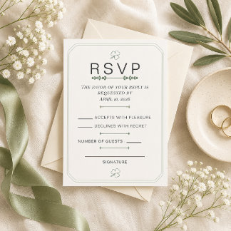 Editable Sage Green Minimal RSVP Card