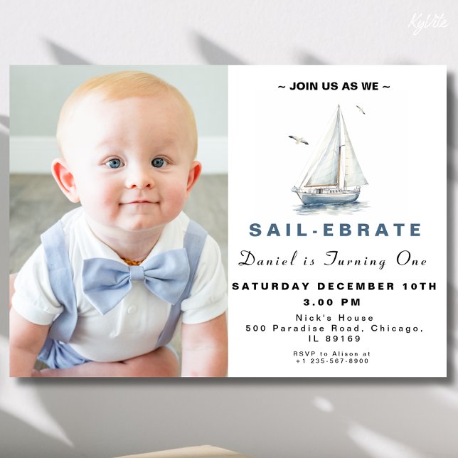 Editable Sailboat Nautical Photo Birthday Invite (Creator Uploaded)