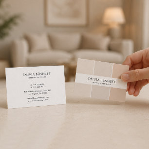 Editable Sand Colour, Modern Interior Designer Business Card