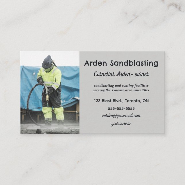 Editable Sandblasting Business Card (Front)