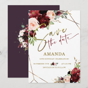Editable Save the Date 50th Birthday Invitation