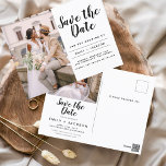 Editable Save the Date Elegant Minimalist Photo Postcard<br><div class="desc">Editable Modern and Elegant Minimalist Photo Save the Date Wedding Postcard. The save the date invitation card includes modern hand lettered script typography with a chic and simple design that you can add your customised engagement photograph picture to.</div>