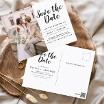 Editable Save the Date Elegant Minimalist Script Postcard<br><div class="desc">Editable Modern and Elegant Minimalist Save the Date Wedding Postcard. The save the date invitation card includes modern hand lettered script typography with a chic and simple design that you can add your customised engagement photograph picture to.</div>