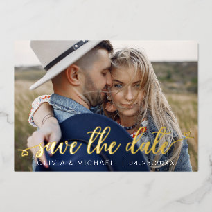 Editable Save the Date Gold Handwritten Hearts