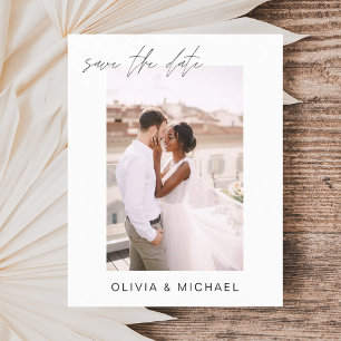 Editable Save the Date Photo Minimalist Simple Postcard