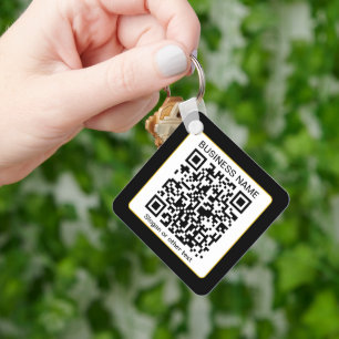 Editable Scannable QR code + Your Business Name Key Ring