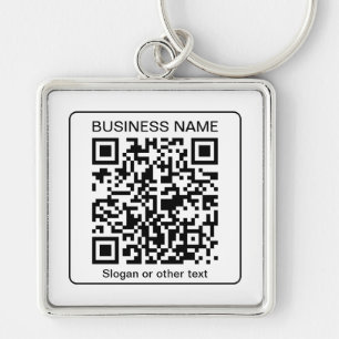 Editable Scannable QR code + Your Business Name Key Ring