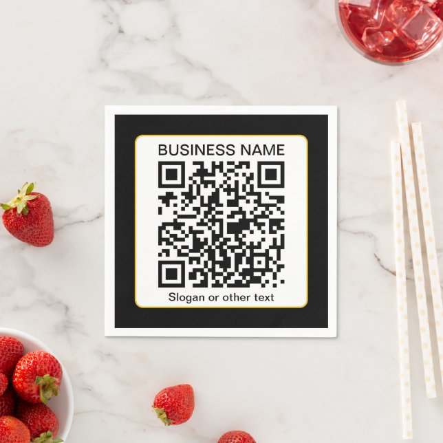 Editable Scannable QR code + Your Business Name Napkin (Insitu)