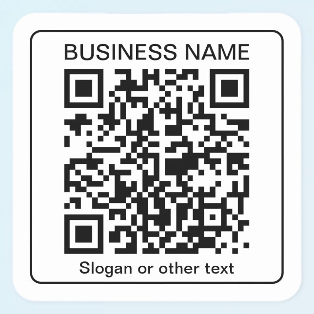 Editable Scannable QR code + Your Business Name Square Sticker (Creator Uploaded)