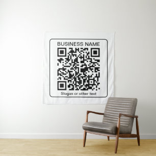 Editable Scannable QR code + Your Business Name Tapestry