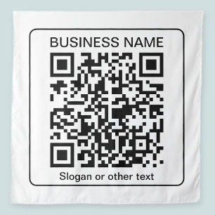 Editable Scannable QR code + Your Business Name Tapestry