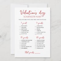 Editable Scavenger Hunt Valentine's Day game Card