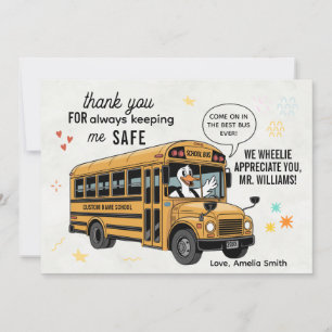 Editable School Bus Driver Appreciation Thank You Card