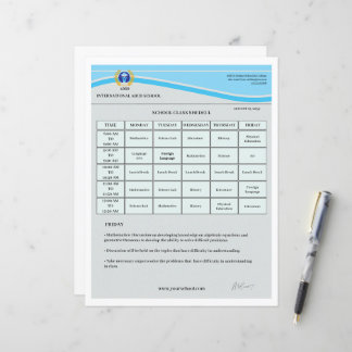Editable School Time Table Template | Weekly Class
