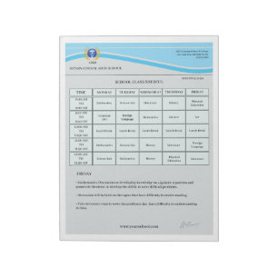 Editable School Time Table Template   Weekly Class Notepad