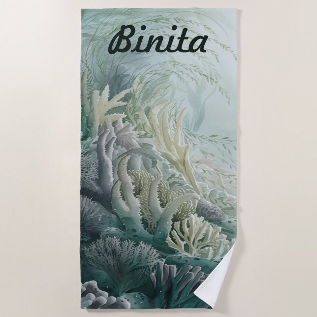 Editable Sea Grass Beach Towel (Front)
