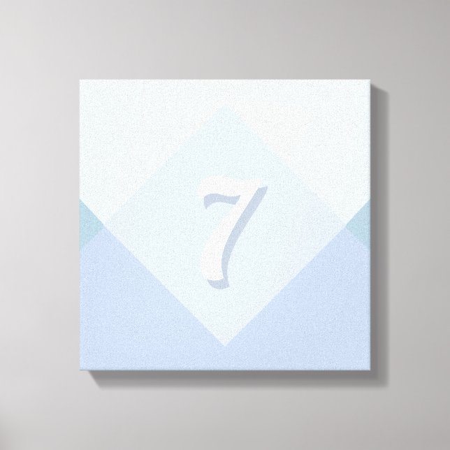 Editable Seven on Abstract Silver Blue Design Canvas Print (Front)