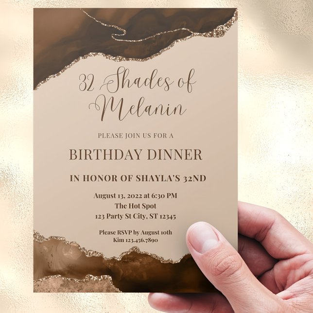 Editable Shades of Melanin Birthday Dinner Invitat Invitation (Creator Uploaded)