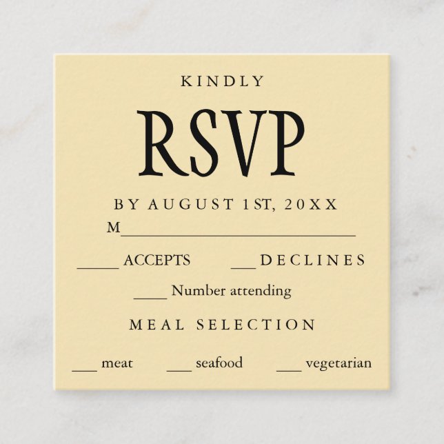 Editable Simple Classy RSVP Enclosure Card (Front)
