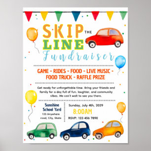 Editable skip the line fundraiser flyer poster