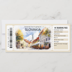 Editable Slovakia Plane ticket, Slovakia Trip Invitation
