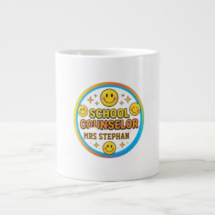 Editable Smiley Face School Counsellor Sign Brig Large Coffee Mug