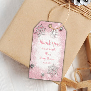 Editable Snowflake Thank You Tags for Baby Girl