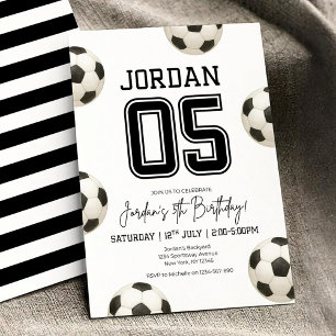 Editable Soccer Birthday Boho Football Soccer Boy Invitation