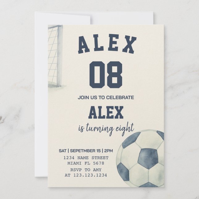 Editable Soccer Birthday Invitation (Front)