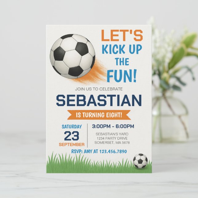 Editable Soccer Birthday Invitation (Standing Front)