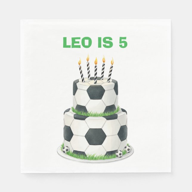 Editable Soccer Birthday Napkins – Personalised  (Front)