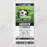 Editable Soccer Birthday Party Ticket for boy