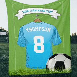 Editable Soccer Football Name, Number, Team Fleece Blanket