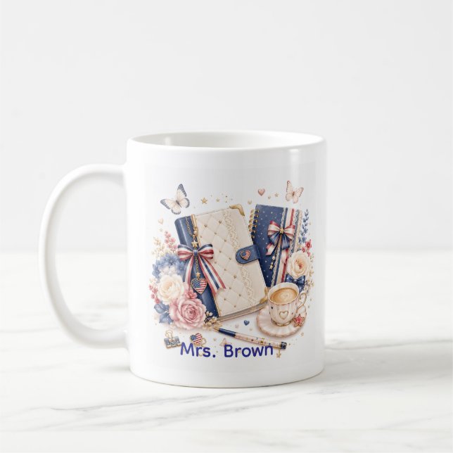 Editable Soft Luxury 4th of July Patriotic coffee  Mug (Left)