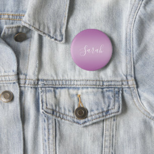 Editable Soft Mauve Ombre & White Text Script  6 Cm Round Badge