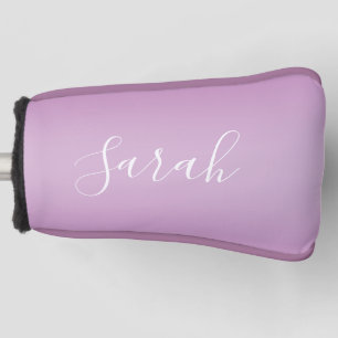 Editable Soft Mauve Ombre & White Text Script Golf Head Cover