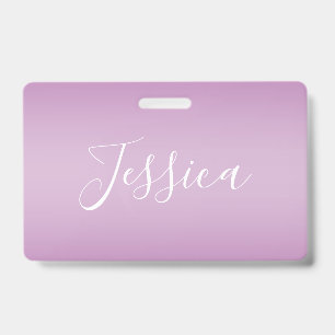 Editable Soft Mauve Ombre & White Text Script  ID Badge